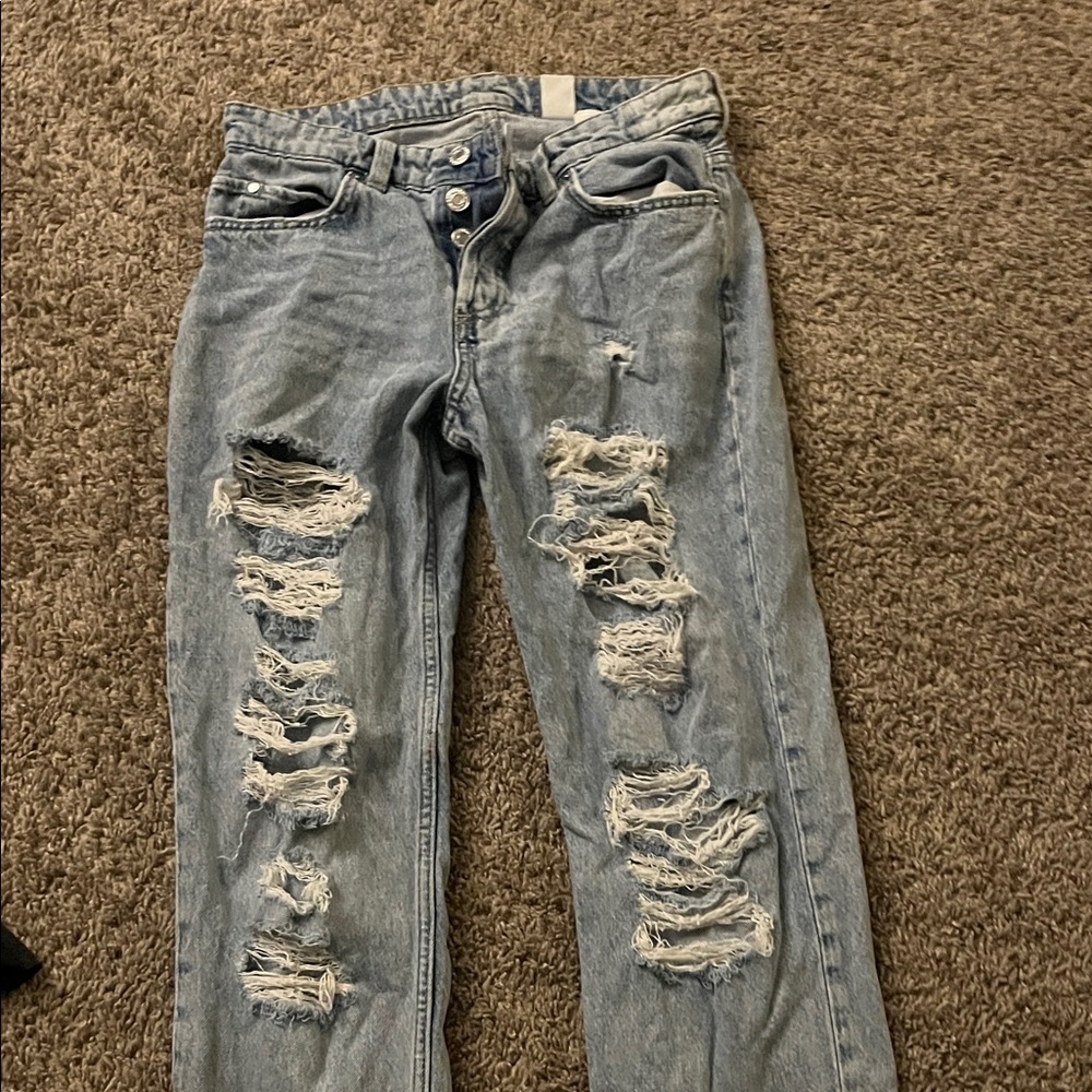 H&M Light Blue Distressed Boyfriend Jeans